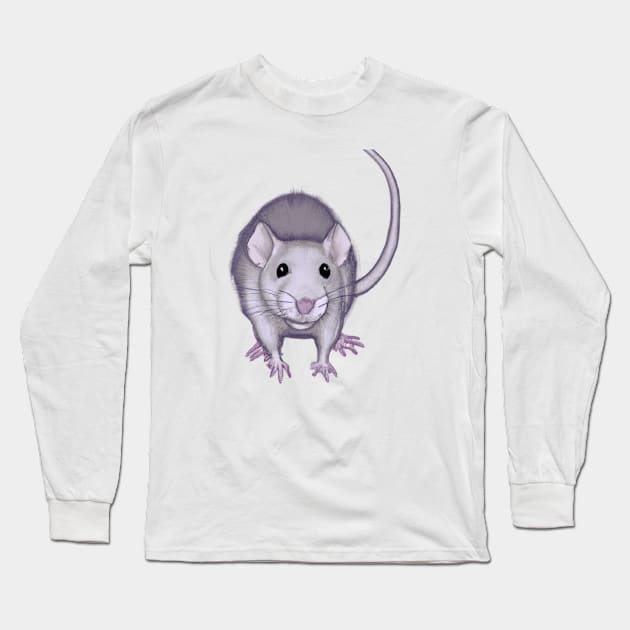 Cute Rat Drawing Long Sleeve T-Shirt by Play Zoo